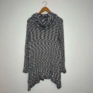 Cable & Gauge Cowl Neck Lightweight Long Sweater BB